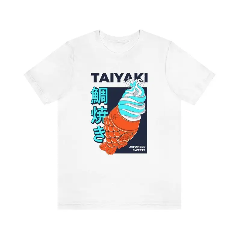 Taiyaki Japanese Sweet Illustration | Retro Style Japanese Food l Anime Food Illustration | Unisex Jersey Short Sleeve Tee