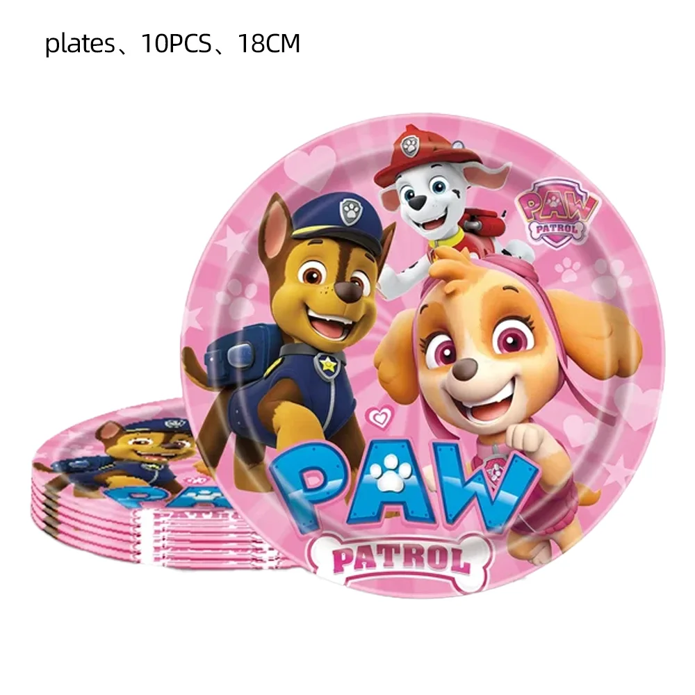 New PAW Patrol Birthday Decoration Skye Disposable Tableware Dog Baby Shower Kid Party Supplies Tablecloth Plate Children Favor