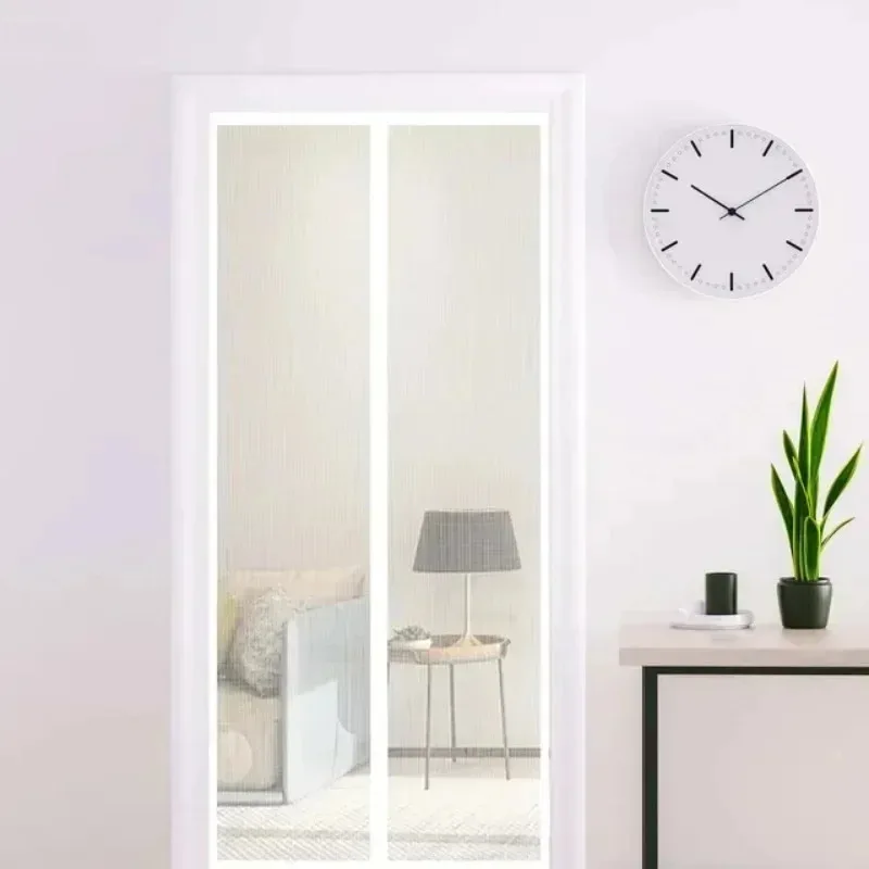 Anti Mosquito Screen Door Hook and Loop Tape Self Sealing Mesh Fly Screen Curtain Fine Weave Mesh Quiet Close Magnetic