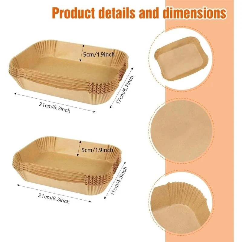 Упаковка из 200 воздушных фритюрных прямоугольных вкладыш