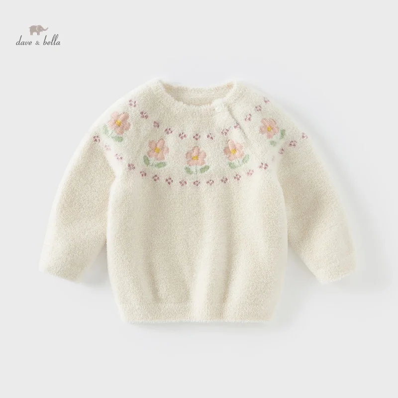 

Dave Bella 2024 New Winter Girls Baby Children Top Knitted Sweater Pullover Fashion Casual Sweet Cute Gentle Knitwear DB4243653