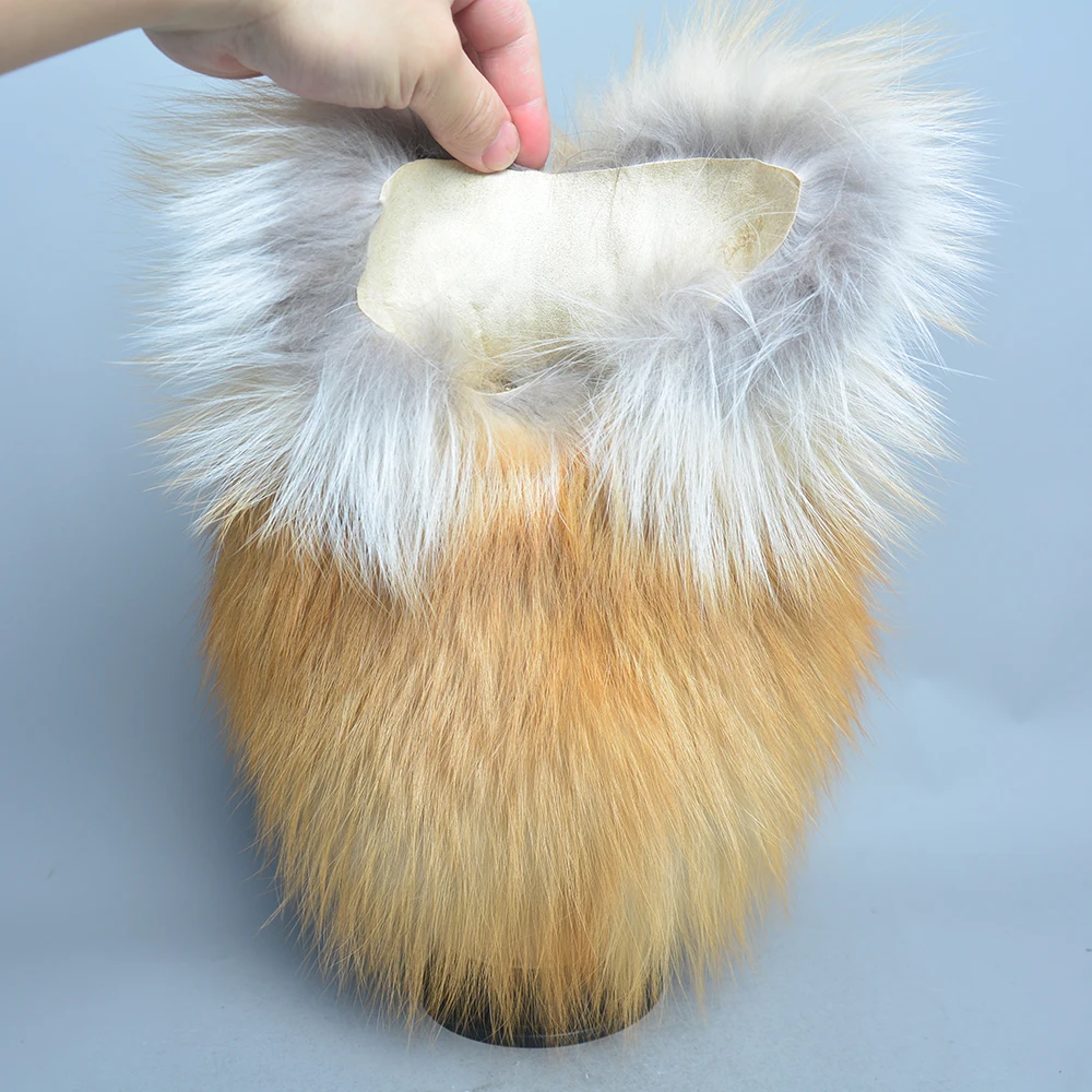 NEW Russian Bomber Caps Women Winter Fur Hat Genuine Fox Fur Hats Knitted Silver Fox Fur Caps Female