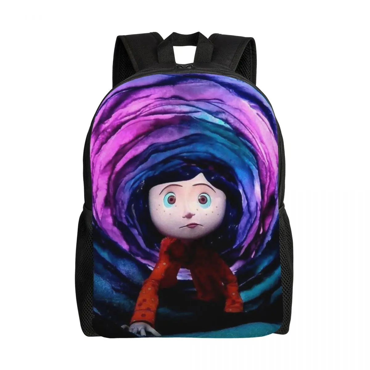 Custom Halloween Horror Movie Coraline Backpack for Girls Boys School College Travel Bags Women Men Bookbag Fits 15 Inch Laptop