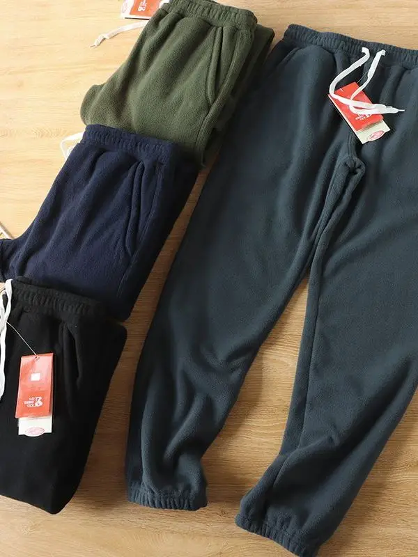 

Мужские двусторонние спортивные брюки Fce, теплые повседневные брюки с манжетами, прямые брюки из полиэфирного волокна, свободный крой, осень-зима