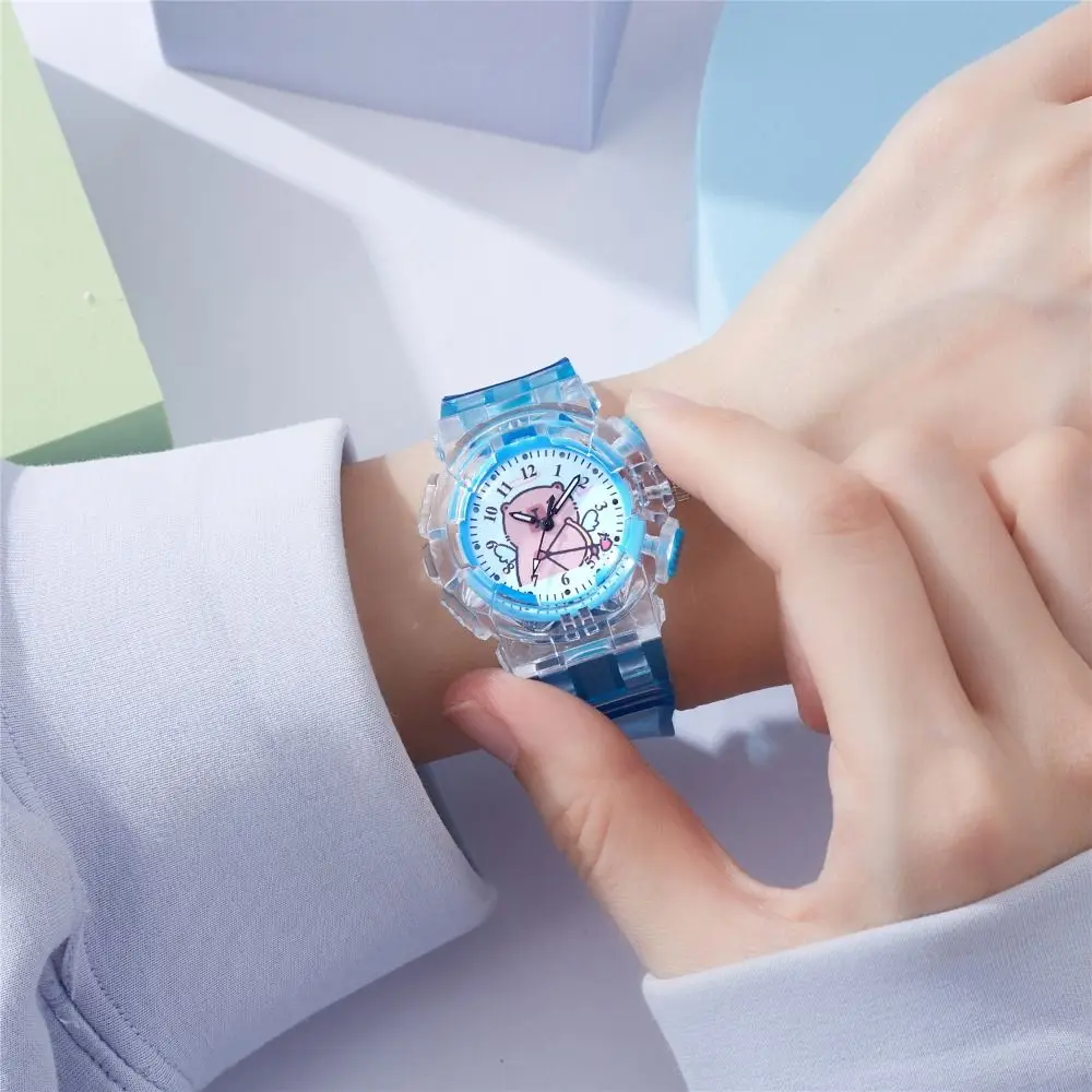 Alta qualidade capivara ponteiro digital relógio pulseira transparente noite brilho relógio de pulso bonito dos desenhos animados relógio de quartzo luminoso presente