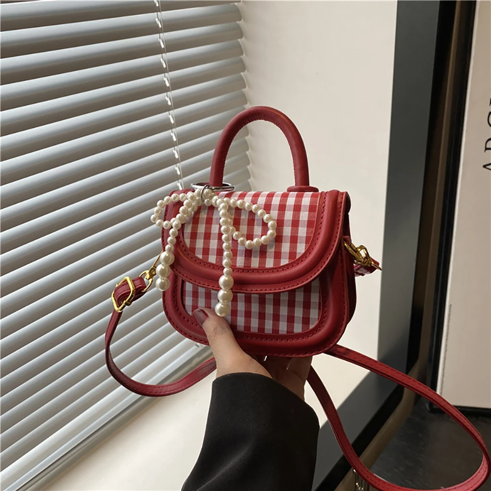 

Contrast Color Plaids Crossbody Bag Women Spring Summer Casual Buckle One Shoulder Bags Versatile All-Match Party Handbags