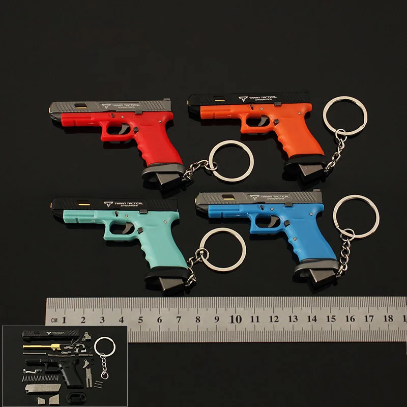 7cm 1:3 Detachable Gun Keychain Model Semi-alloy Nylon TtiG34 Glock Combat Master Keyrings Accessories Pendant Gifts Collectible