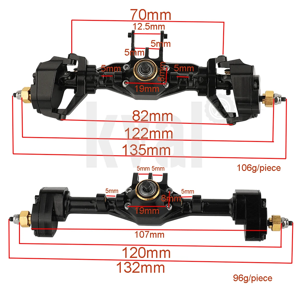 Mosiężno-aluminiowa TRX4-M kompletna przednia tylna oś portalowa ze stalowymi zębatkami do TRX4-M części zamienne metalowych 1/18 gąsienica RC TRX4M