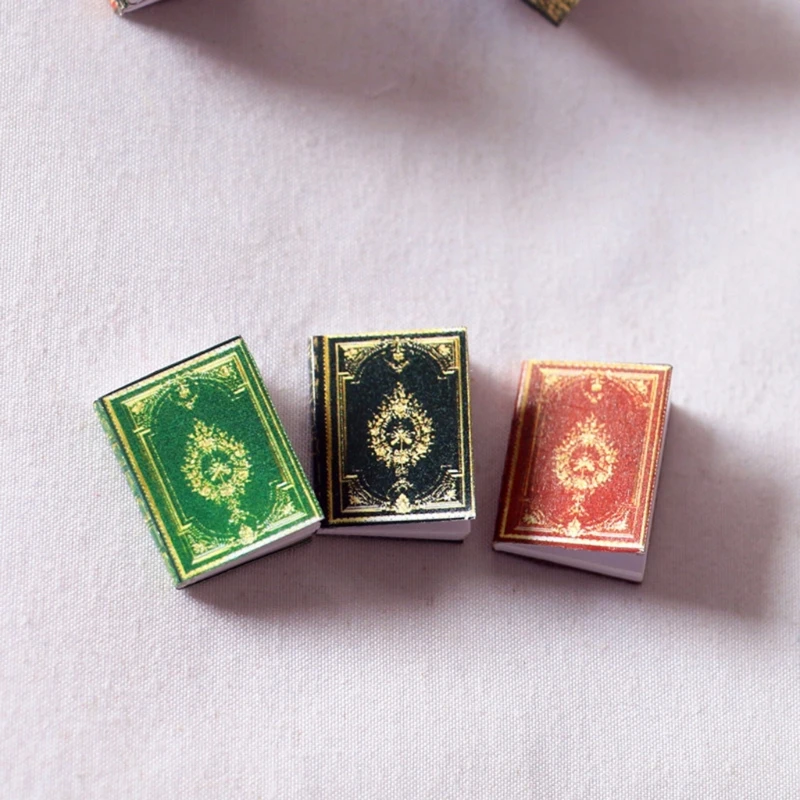 3 pezzi in 1:12 miniature casa delle bambole classica europea mini libri a vibrazione notebook finta per giocare nave