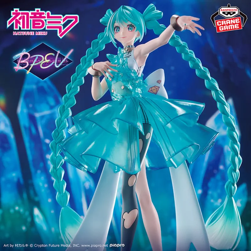 Bandai Banpresto Hatsune Miku Banpresto Evolve Clearluxe-Emeraldgem Asli Figur Anime Model Koleksi Mainan Figurine