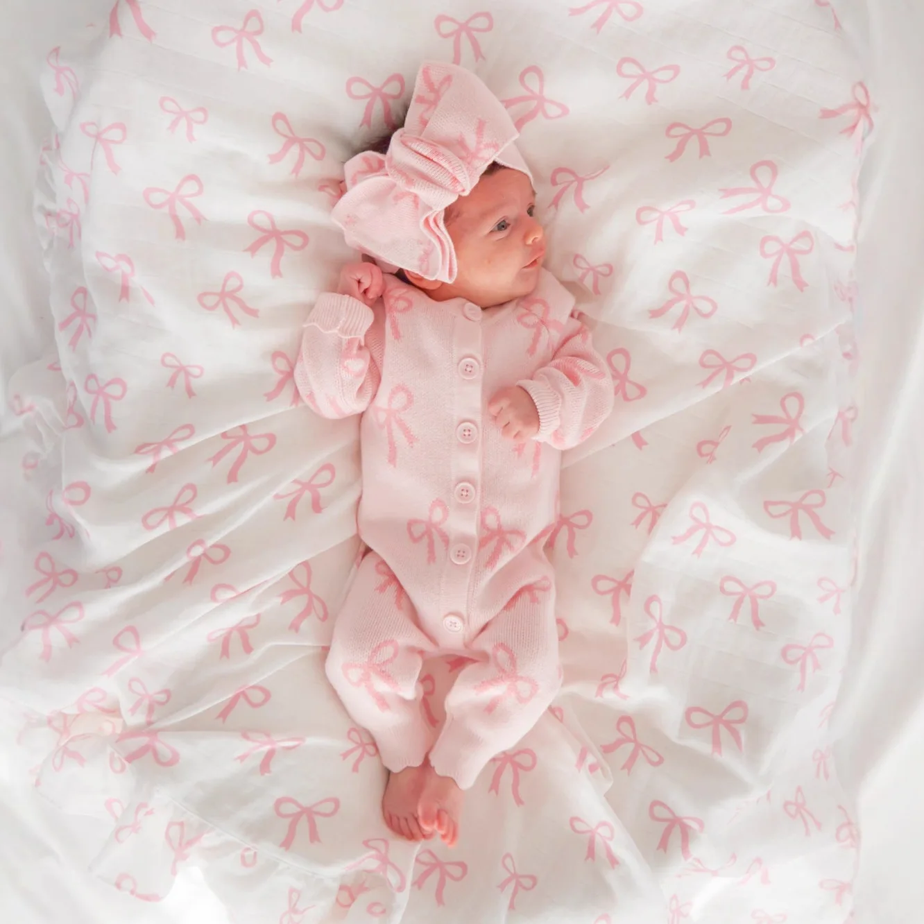 2025 Winter New Baby Girl Long Sleeve Knit Romper  + Headband 2pcs Set Infant Girl Cute Bow Print Jumpsuit Newborn Sweater