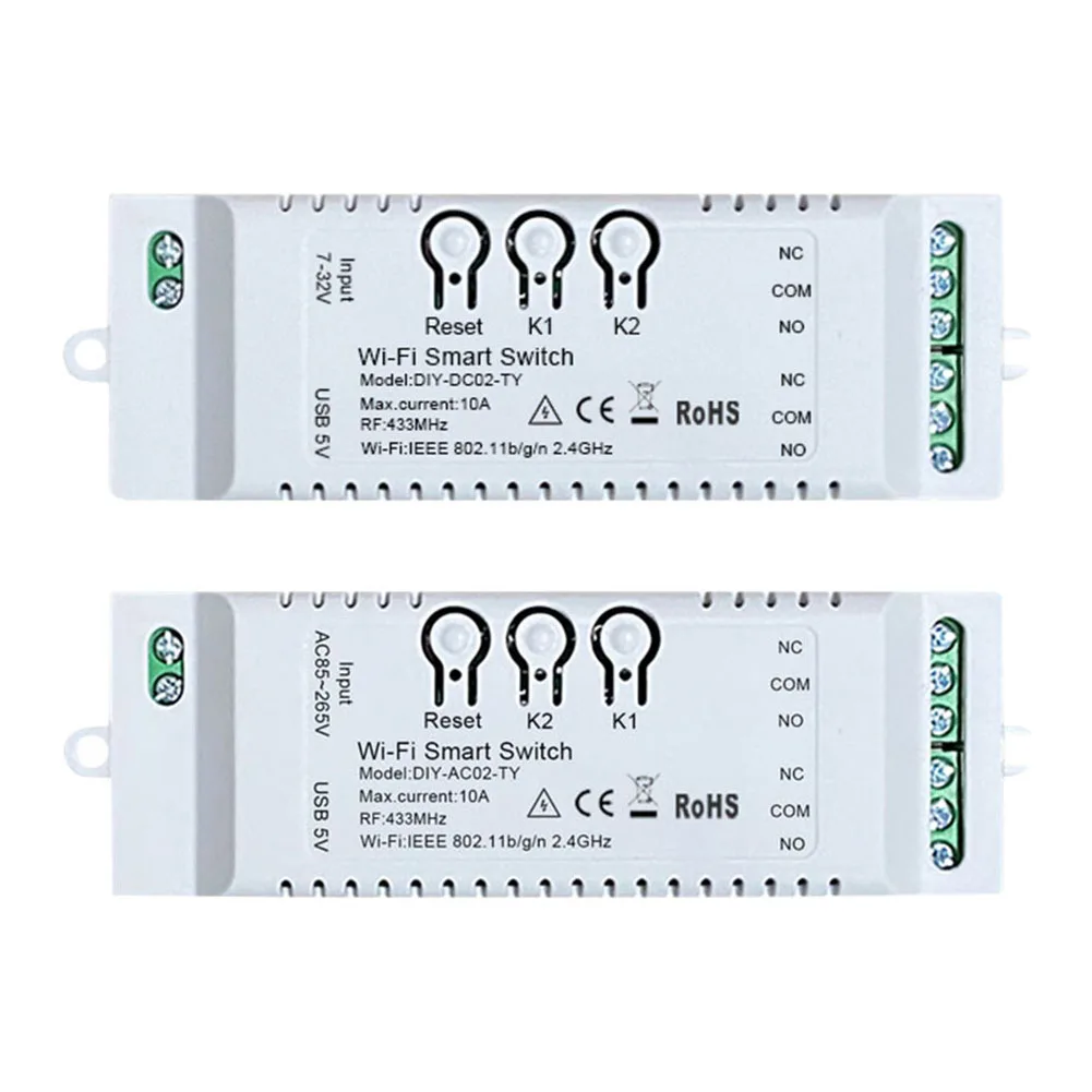 

7-32V/85-265V WIFI Smart Remote Control Switch Work with Alexa Google Home Timing Switch Smart Life APP RF 433MHZ