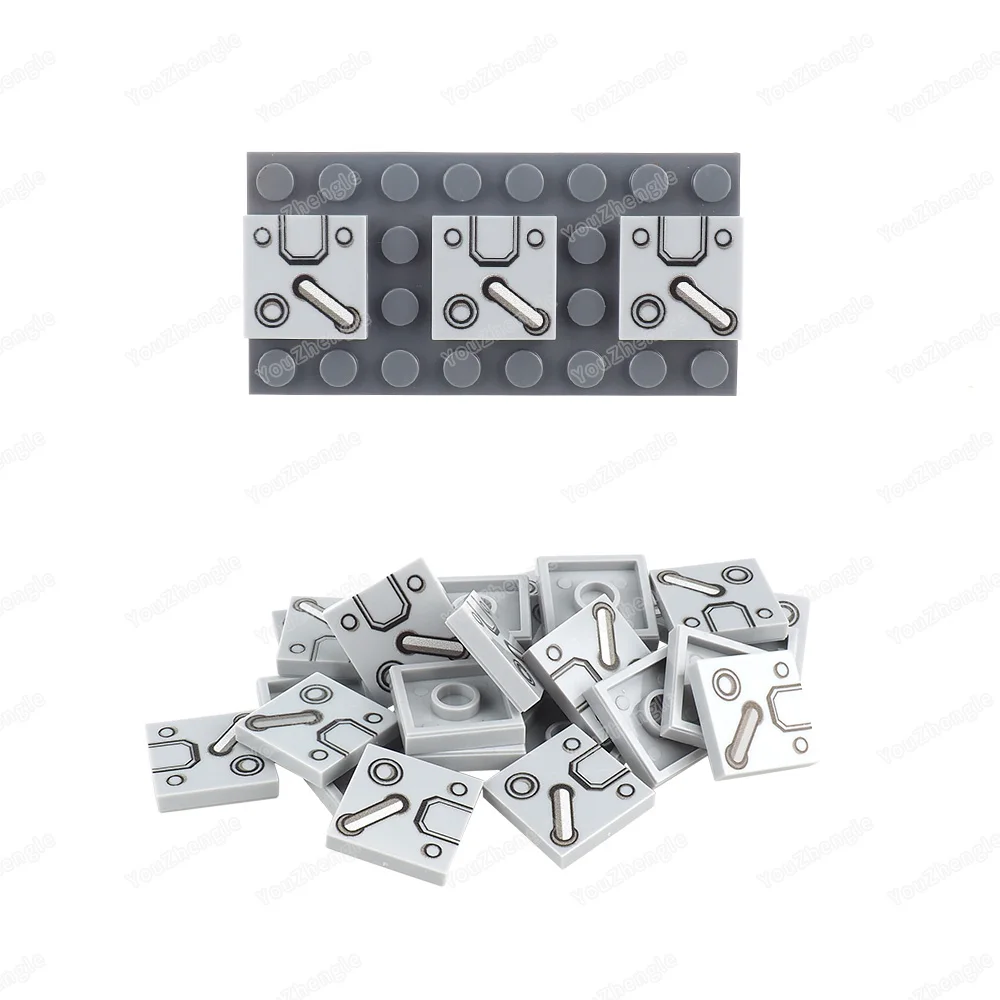 3068bpb1931 Printed Iron Circle Pipe Pattern Building Block 2x2 Parts Tiles MOC figures Military Equipment Model Gifts DIYs Toys