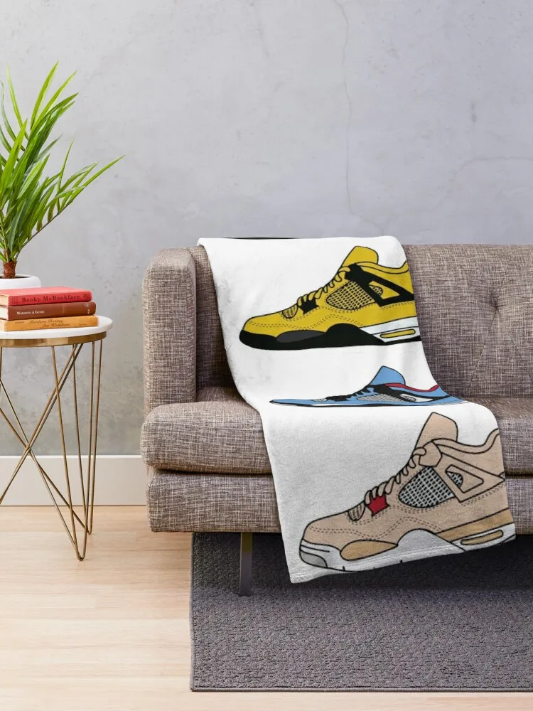 Air Jordan IV (4) Pack Throw Blanket Thermals For Travel Travel Furrys Single Blankets