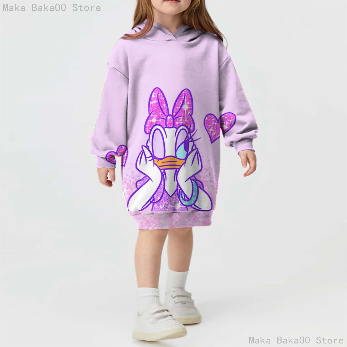 Disney sweatshirt girls long sleeve sweatshirt Donald Duck Daisy casual cartoon long sleeve hooded sweatshirt dress girls dress