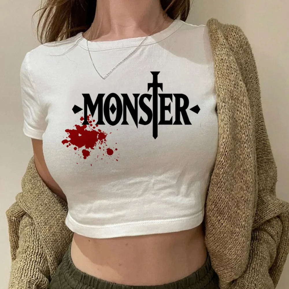 Monster Anime crop top women graphic funny baddie japanese scene  t shirt streetwear harajuku summer funny japanese