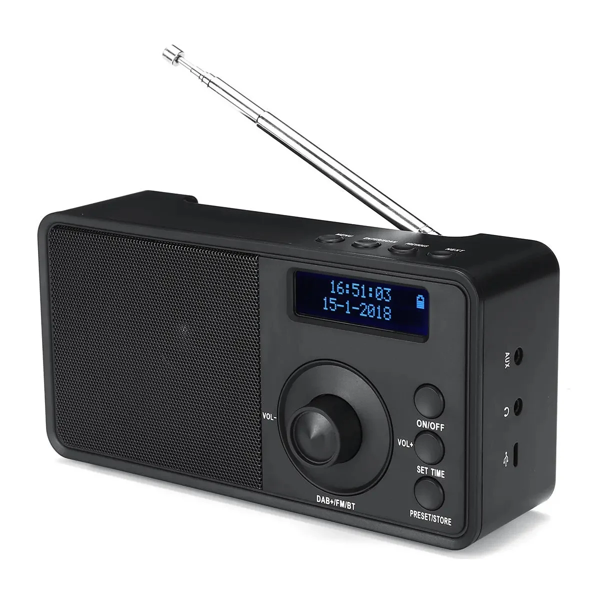 New Portable DAB + Digital Radio Wireless Bluetooth Stereo Speaker LCD Display Outdoor Headset Support Alarm Clock FM AUX