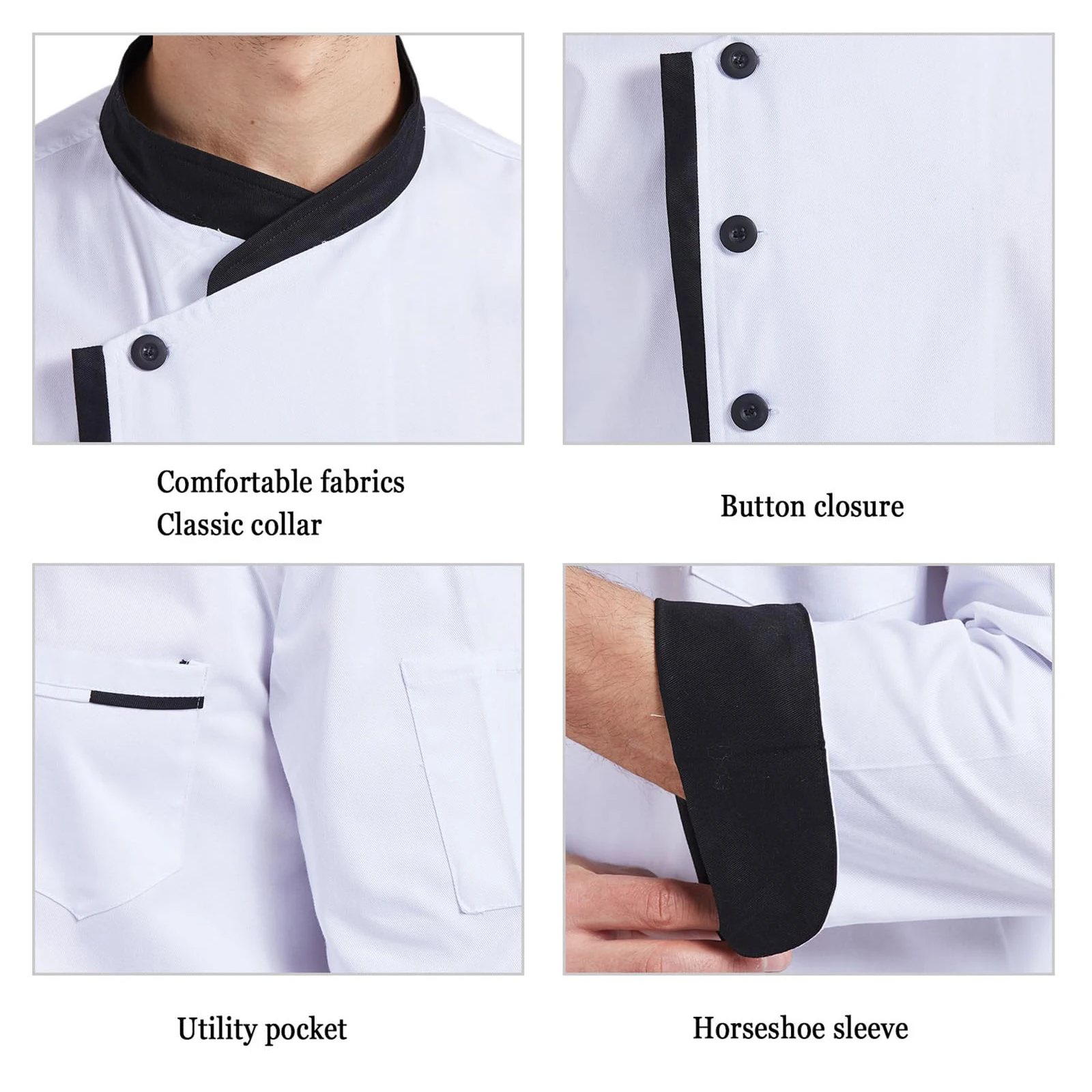 Button Long Sleeves Kitchen Workwear Unisex Solid Color Chef Top Occupation Clothing Waterproof Cardigan
