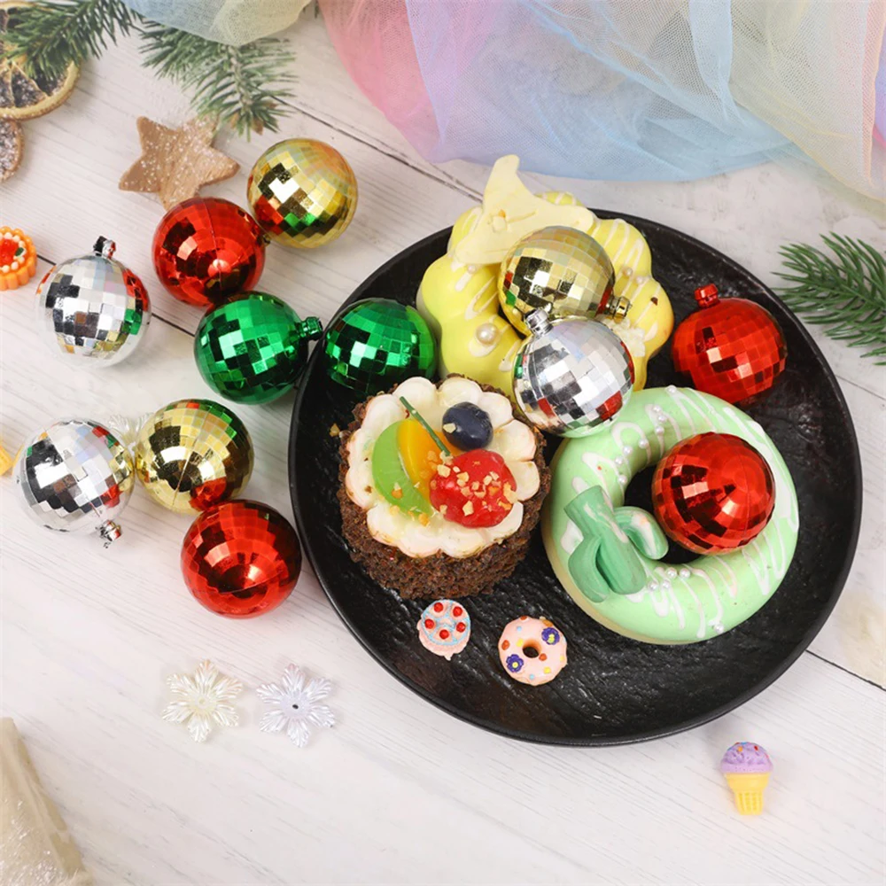 Gold Plastic Mirror Balls,  Party Decoration Hanging Christmas balls Cake Decorations Ball for Christmas Tree Decoration