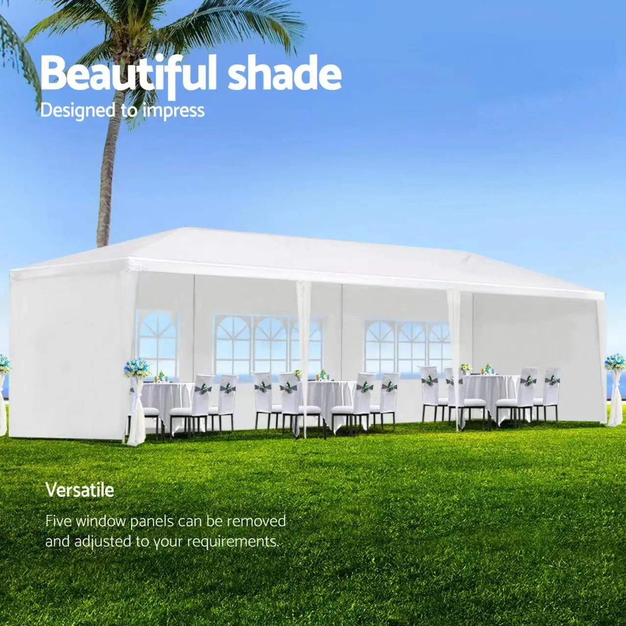 10' x 30' Outdoor Wedding Party Canopy Tent with 5 Removable Sidewalls Large Gazebo Event Tent with Window Panels, Ropes and Stakes for Wedding  Party Gathering