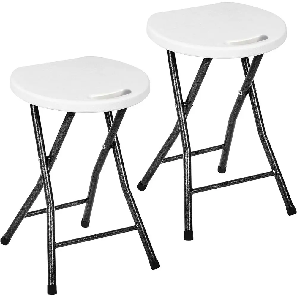 

Набор из 2-х прочных складных табуретов из HDPE с железным крестообразным основанием, грузоподъемность 500 фунтов, легкие, легко чистятся, противоскользящие, для использования в помещении.