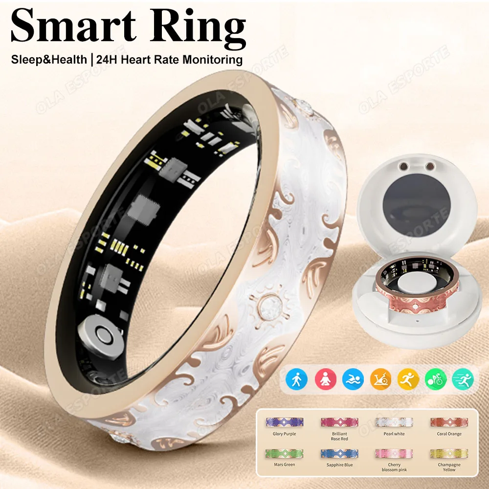 

Fashion Smart Ring Exquisite Color Matching 24 Hours Health Monitoring Women's Health Management 100+ Sports Modes Fitness Rings