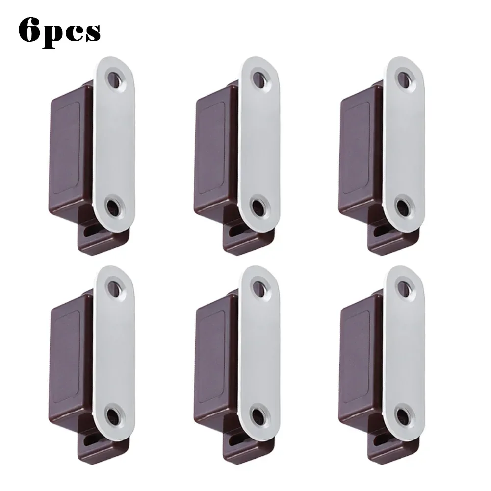 Door Closers Magnetic Catches Magnetic White 4.5cm 6PCS ABS Plastic Brown Cabinet Latches Door Catch Heavy Duty