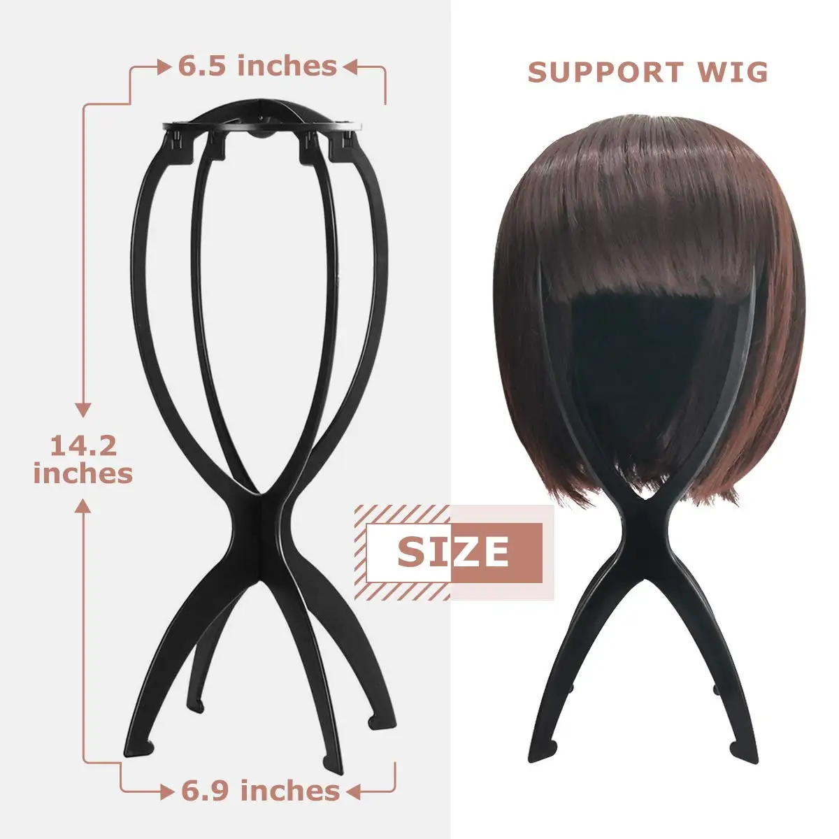 

Folding Wig Stand Portable Wig Holder Collapsible Wig Hanger Durable Hair Display Tool Travel Plastic Hat Mannequin Head 1PC