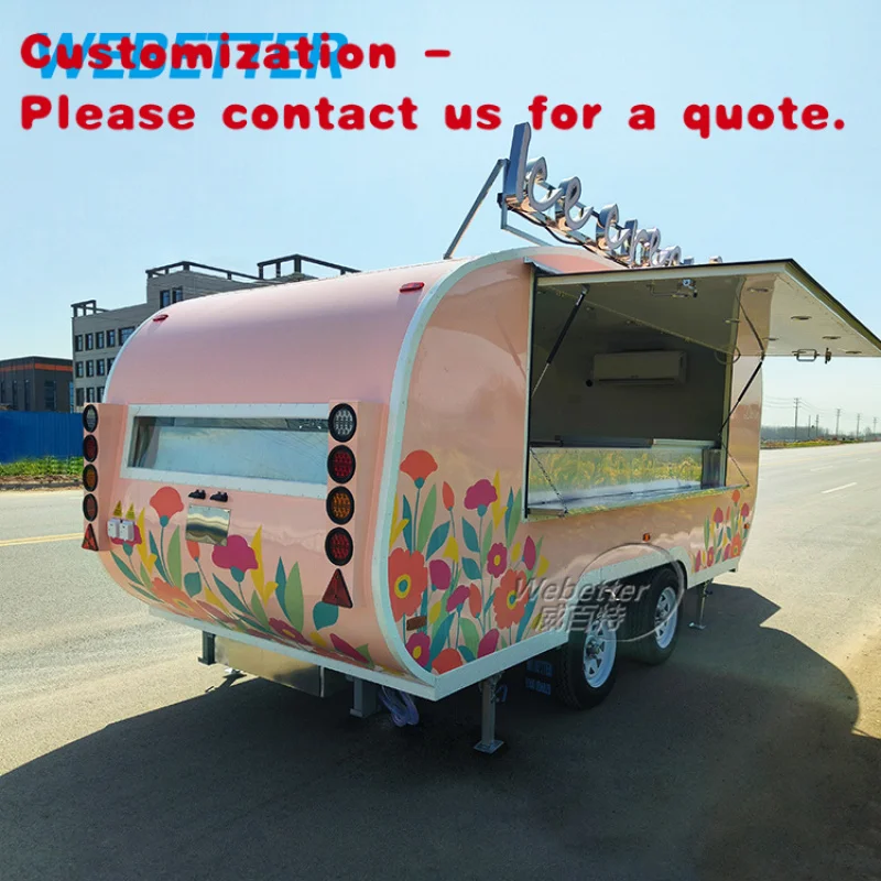 

custom.Street Food Kiosk Fully Equipped Mobile Bar Pizza Hot Dog Stand Coffee Cart BBQ Trailer Food Stall Concession Food Traile