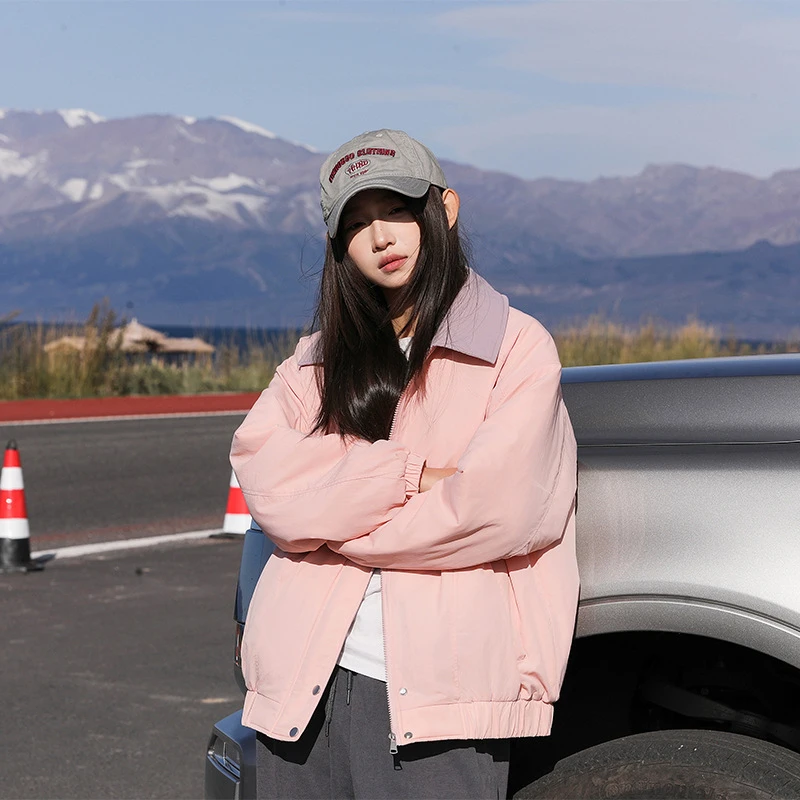 2025 New Lightweight Cotton Jacket Women Spring Autumn Coats Loose Versatile Lapel Long Sleeve Student Cotton Clothes Trendy