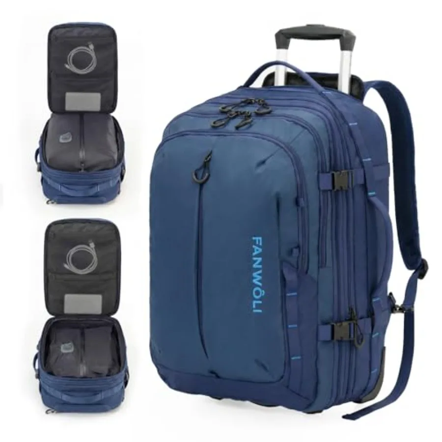 

Рюкзак-чемодан на колесиках 55 л, расширяемый, водонепроницаемый, с компрессией одной кнопкой, черный, для путешествий и активного отдыха