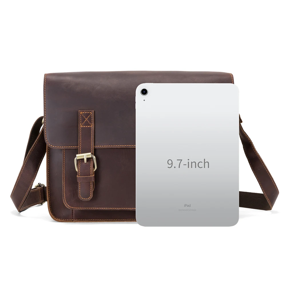 New Crazy Horse Men's Bag Business Retro Cross Shoulder Bag Genuine Leather Men's Crossbody Bag