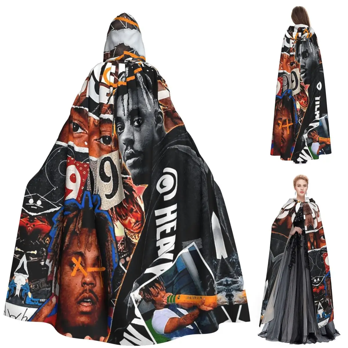 

Уличная одежда Juice Wrld, длинный плащ с капюшоном, средневековый костюм ведьмы, накидка для косплея, пальто на Хэллоуин для взрослых, унисекс