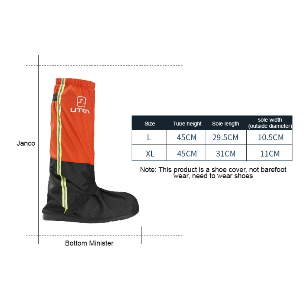 Waterproof Rain Boot Shoe Cover With Reflective Strap Motorcycle Boots Shoe Covers Anti-slip Rain Boot Pads Outdoor Leg Gaiters