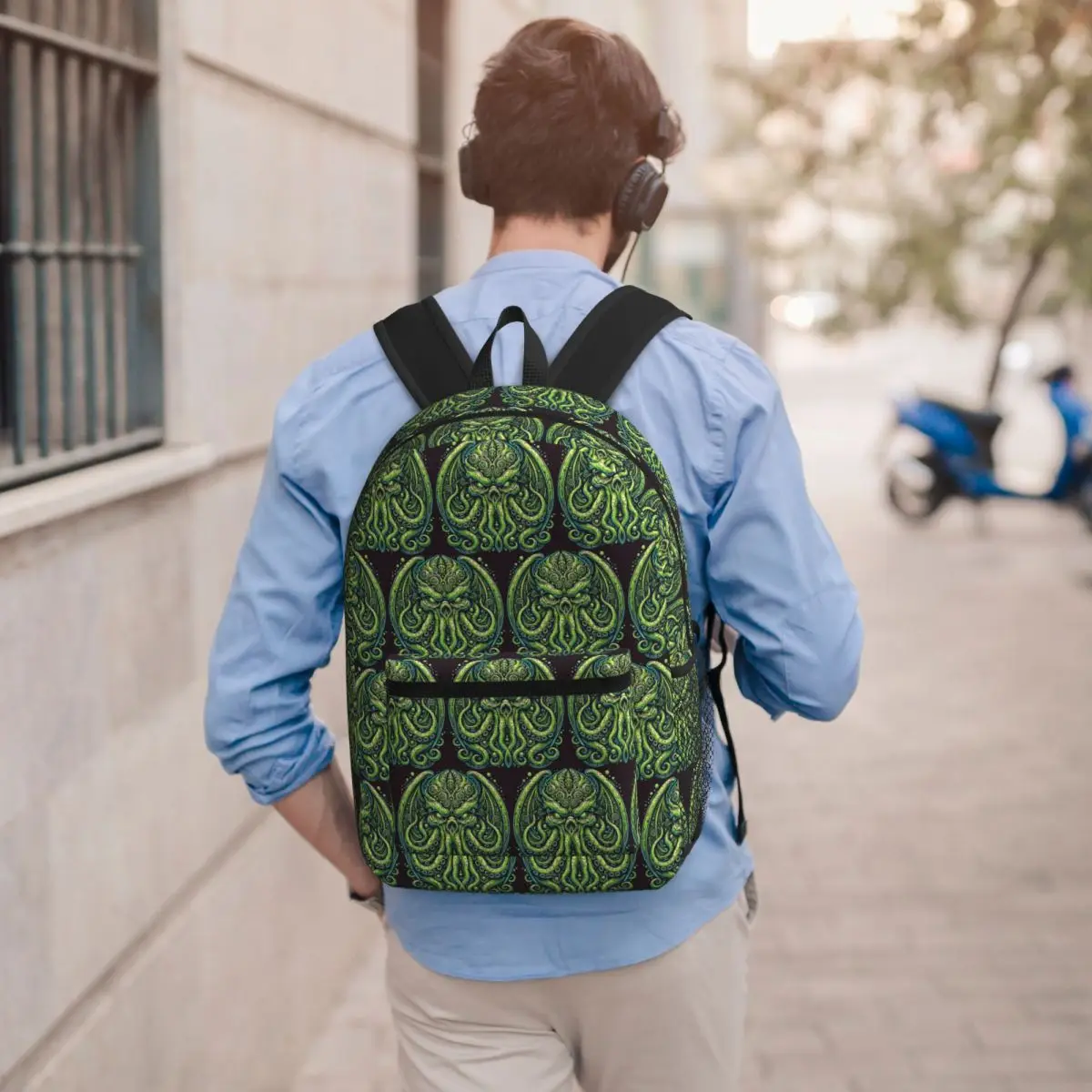 

Green Cthulhu Octopus With Tentacles And Teeth Backpack Student BookBag Children School Bag Laptop Shoulder Bags for Men Women