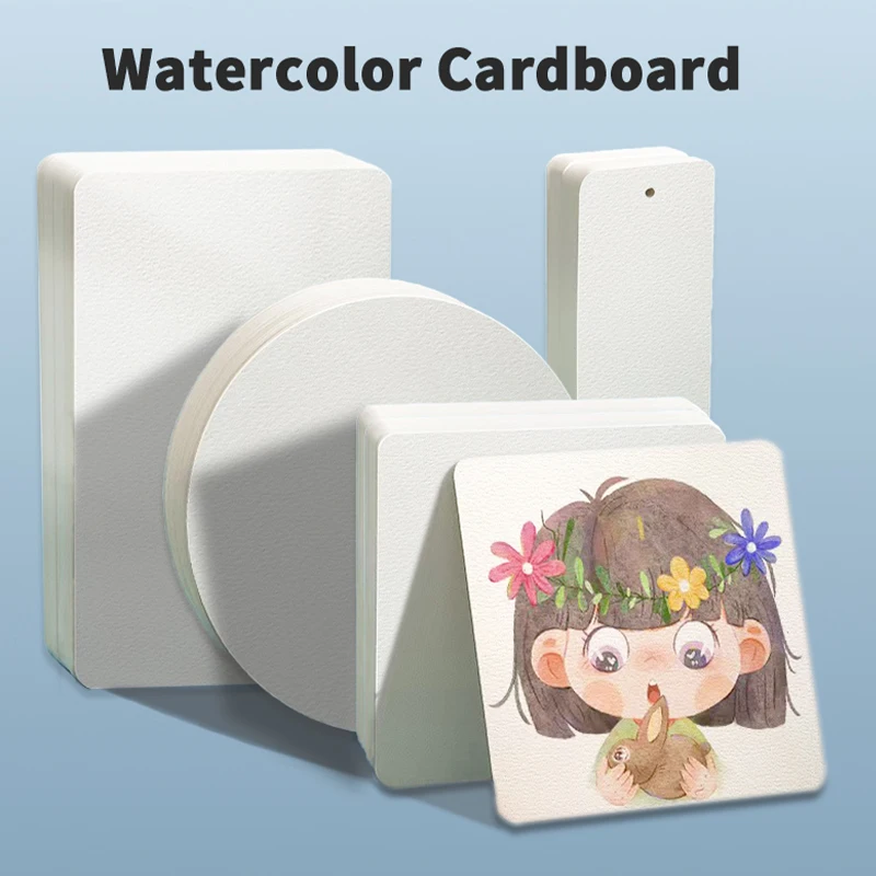 

Watercolor Paper Square/Round 50 Sheets Professional Drawing Cardboard Water Color Paper Postcard for Painting School Supplies