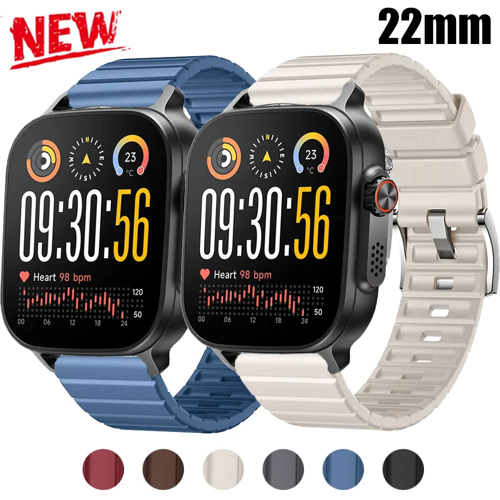 22mm FKM Rubber Bracelet For Realme Watch 5/S5 S2 3 2 SPro Strap Soft Sport Band For Haylou Solar Ultra/Solar 5/Neo Wristband