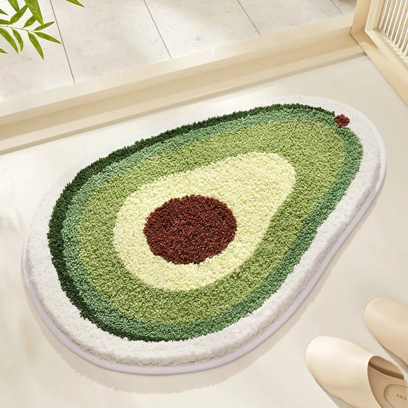 Cute Fruit Shape Tufted Rug Soft Plush Pear Lemon Bath Mat Living Room Kids Bedroom Foot Pad Non-slip Hallway Entrance Doormat