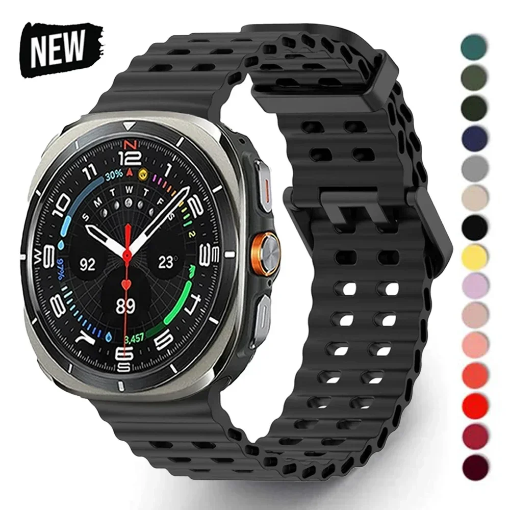 Ocean Soft Silicone Band for Samsung Galaxy Watch Ultra 2 47mm Loop for GALAXY ULTRA 47MM No Gaps Quick Fit Bracelet Strap