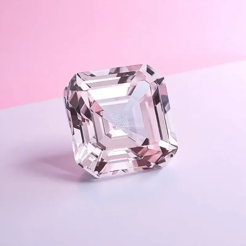 

L-Morgan Pink Lab Grown Sapphire Asscher Cut Charms Gemstone DIY Advanced Jewelry Making Materials Selectable Certificate