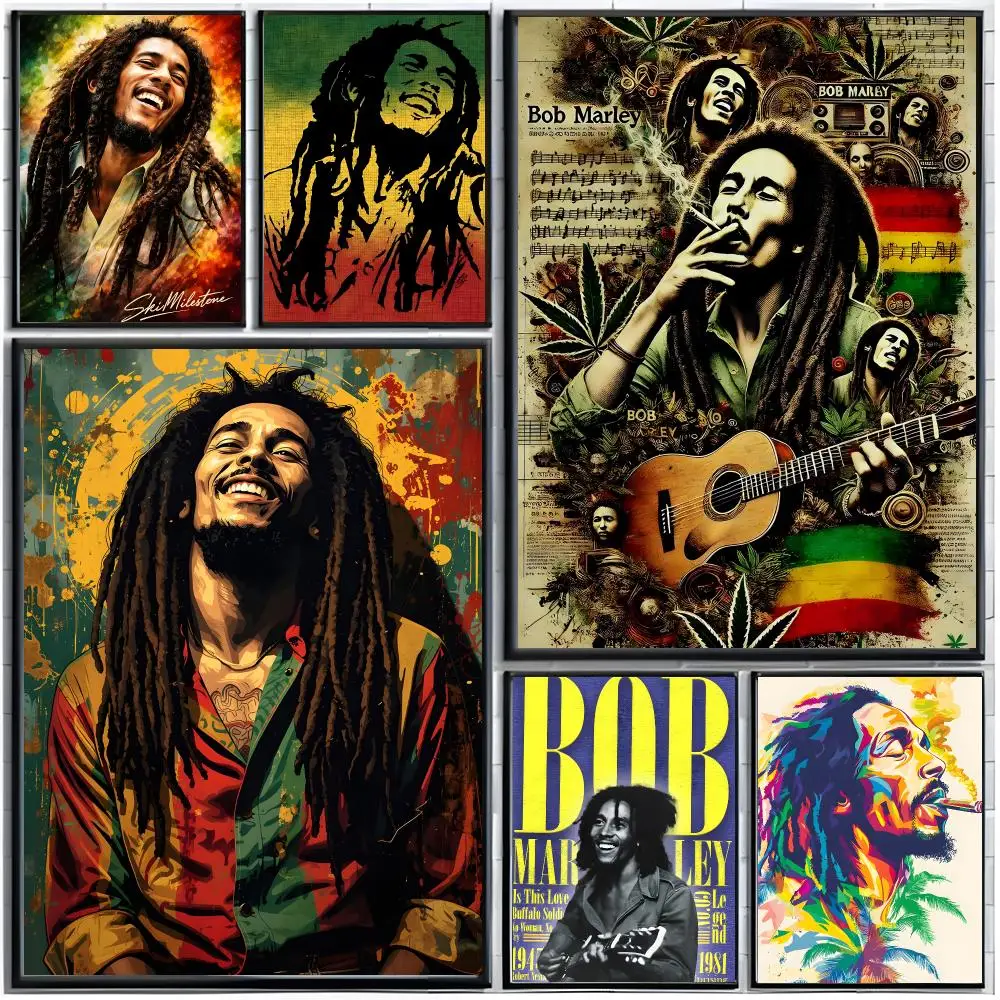 singer reggae B-Bob Marley Poster Modern Wall Art Home Decor Living Room Decorative Print Unframed