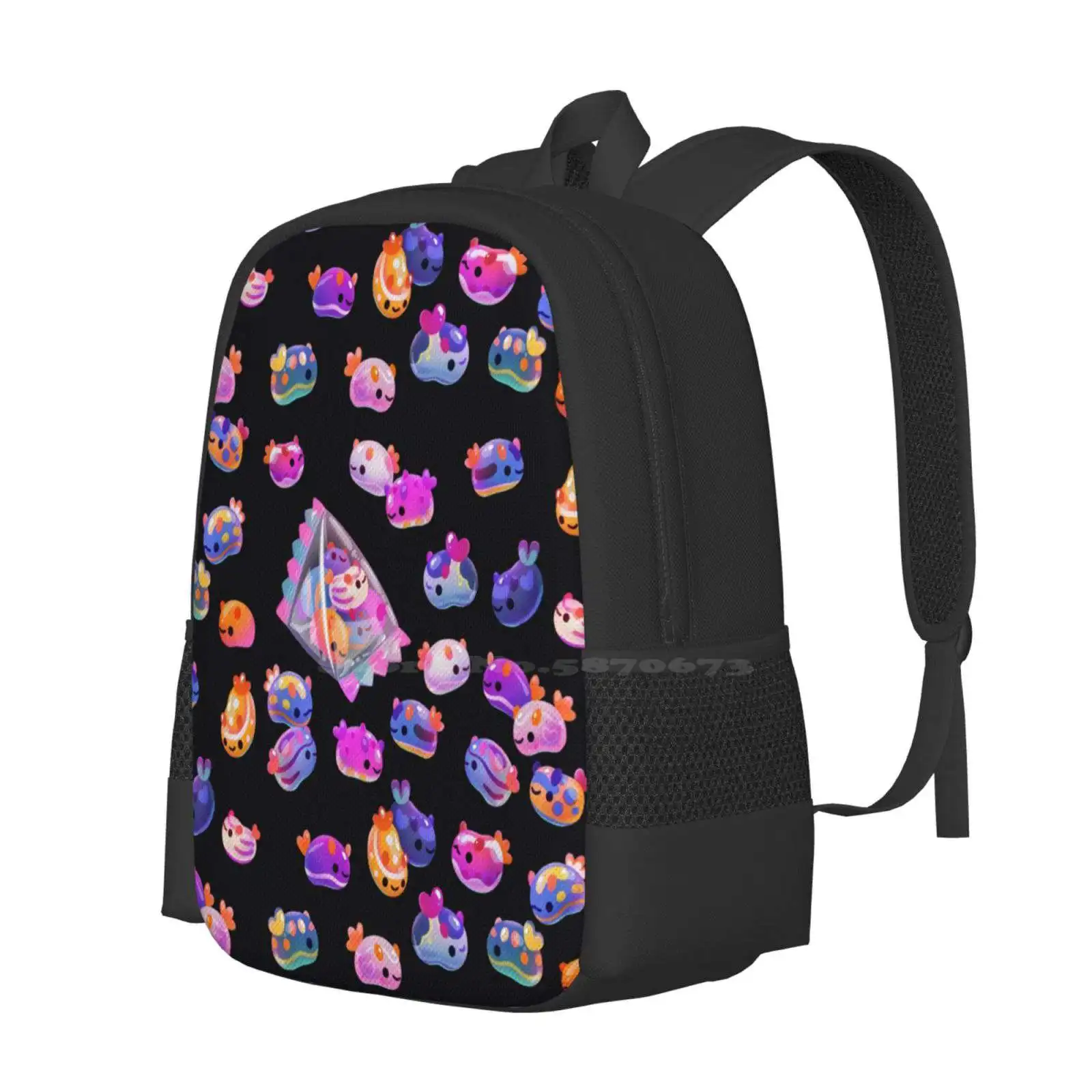 Jelly Bean Sea Slug - Dark Hot Sale Schoolbag Backpack Fashion Bags Jelly Bean Sea Slug Nudibranch Animal Pikaole Marine Life