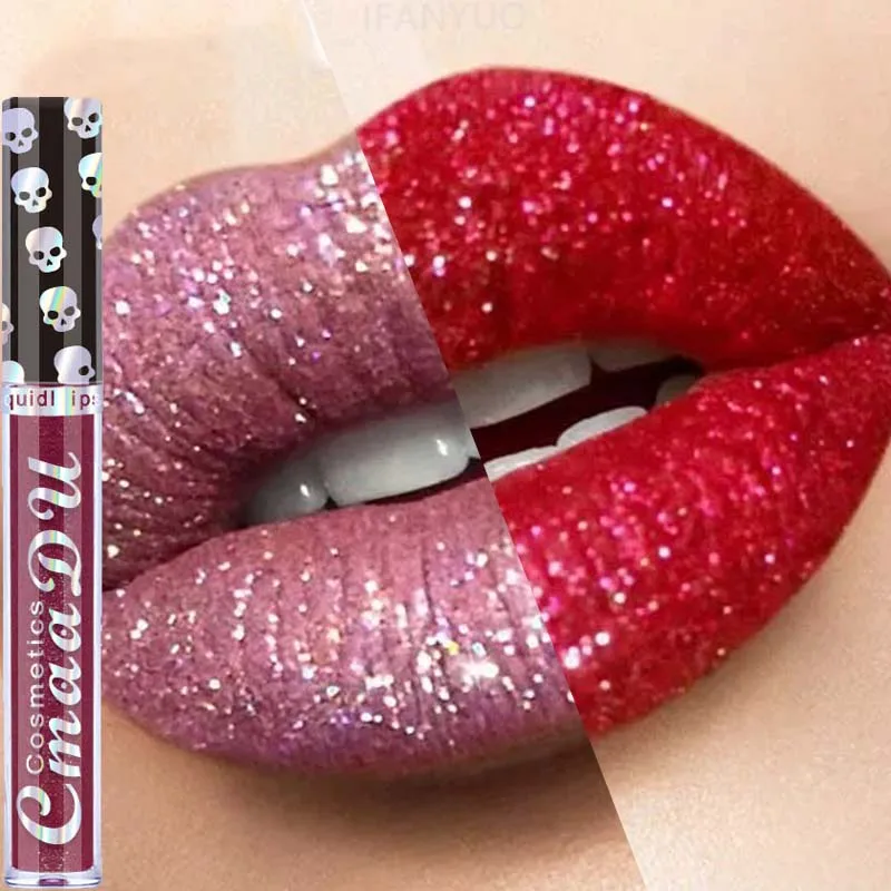 8 Farben Glänzender Flüssiger Lippenstift Wasserfester Matter Lippenstift Samt-Glanz Lipgloss Lippenbalsam Sexy Roter Diamant-Glanz