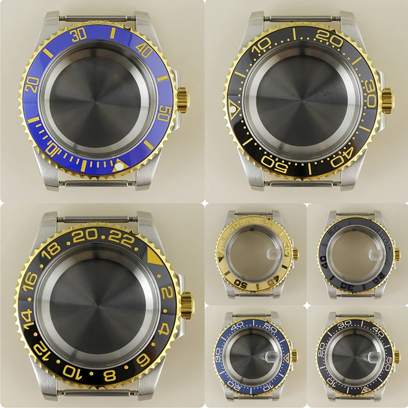20ATM Dive 40mm Silver Gold Watch Case Sapphire Crystal For Seiko NH35 NH36 NH38 NH34 Miyota8215 ETA2824 Movement Ceramic Bezel