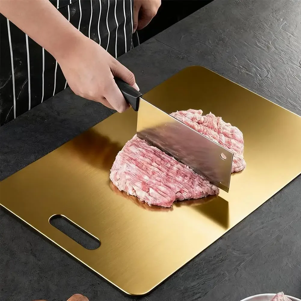 Titanium Stainless Steel Chopping Board Non-Stick Metal Cutting Board Vegetable Meat Slicing Double-sided Board for Kitchen