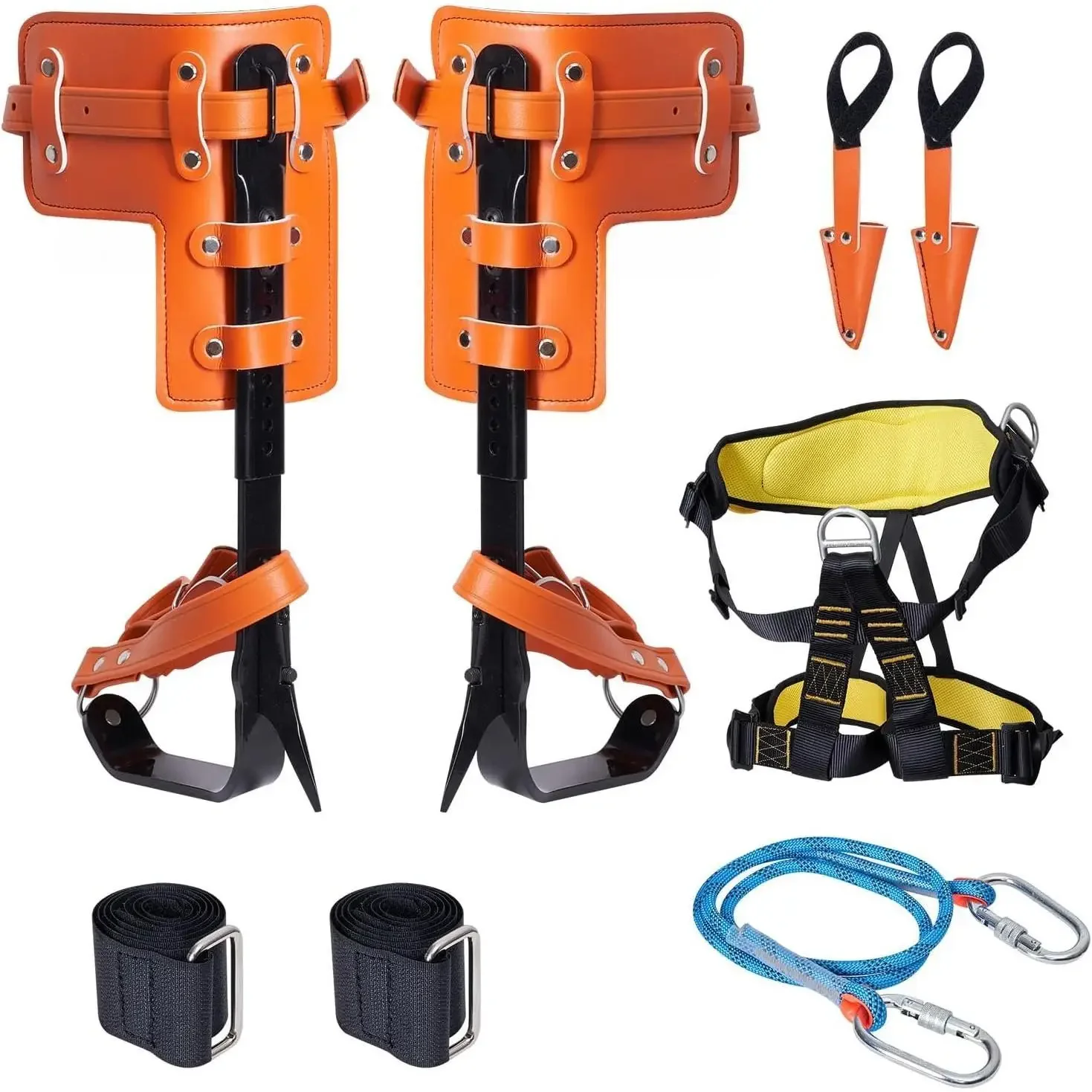 Boomklimspikes Set, 1 paar lichtmetalen klimspoor met veiligheidstouw en veiligheidsharnas, boomklimmen van 350 lbs laadvermogen