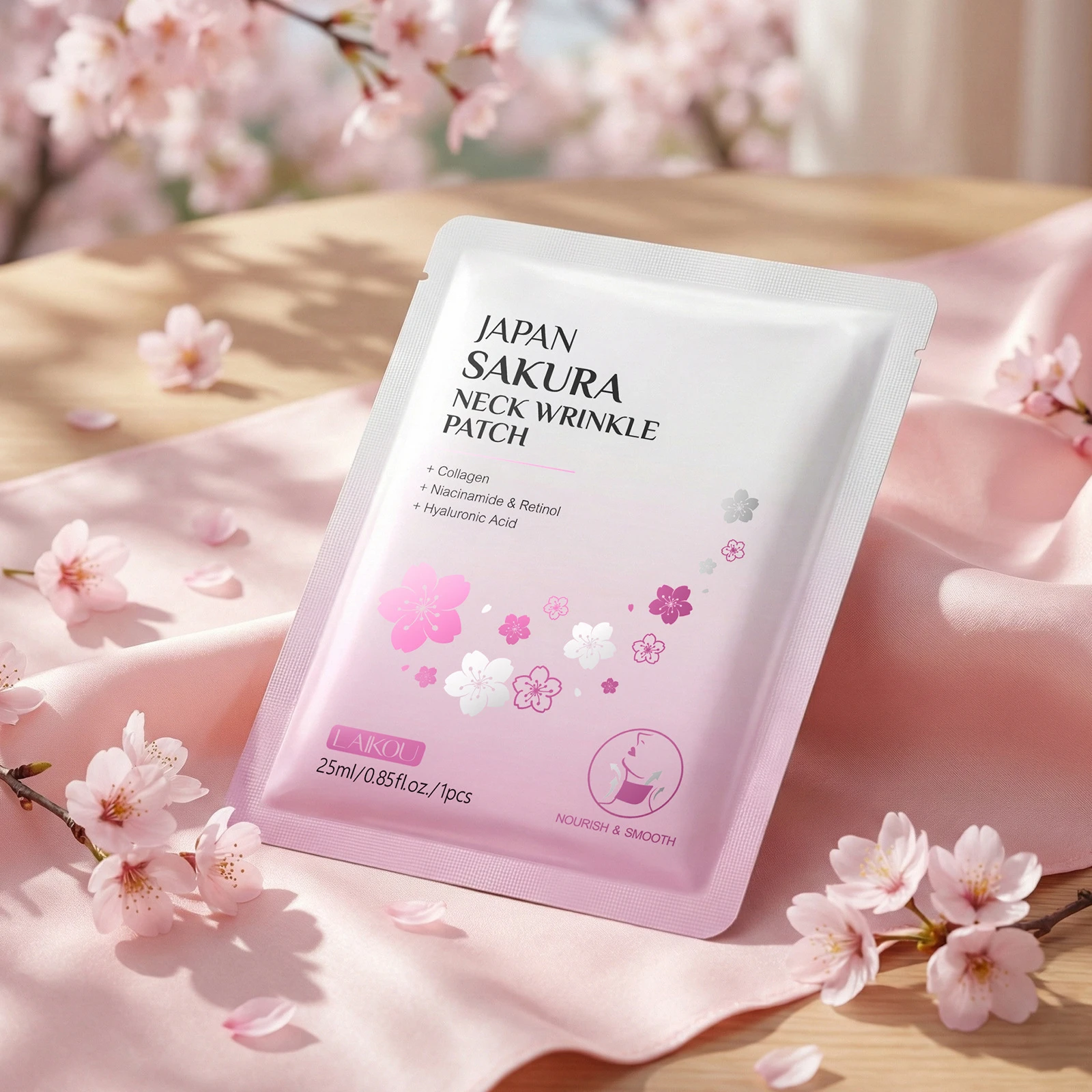 

Маска для шеи LAIKOU Sakura, увлажняющие патчи для шеи от морщин, укрепляющий антивозрастной уход за кожей, 5 штук, 25 мл/шт.