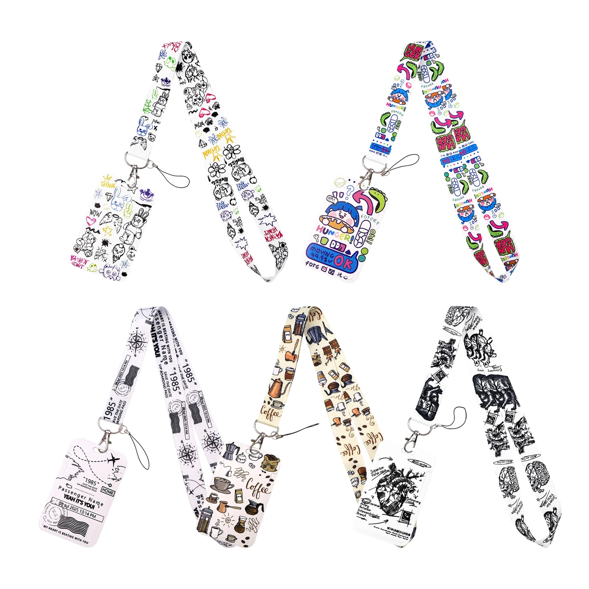 

Funny Cartoon Painting Graffiti Lanyard Neck Strap Keychain Card Cover Badge Holder Mobile Phone Hang Rope Keyring Accessories