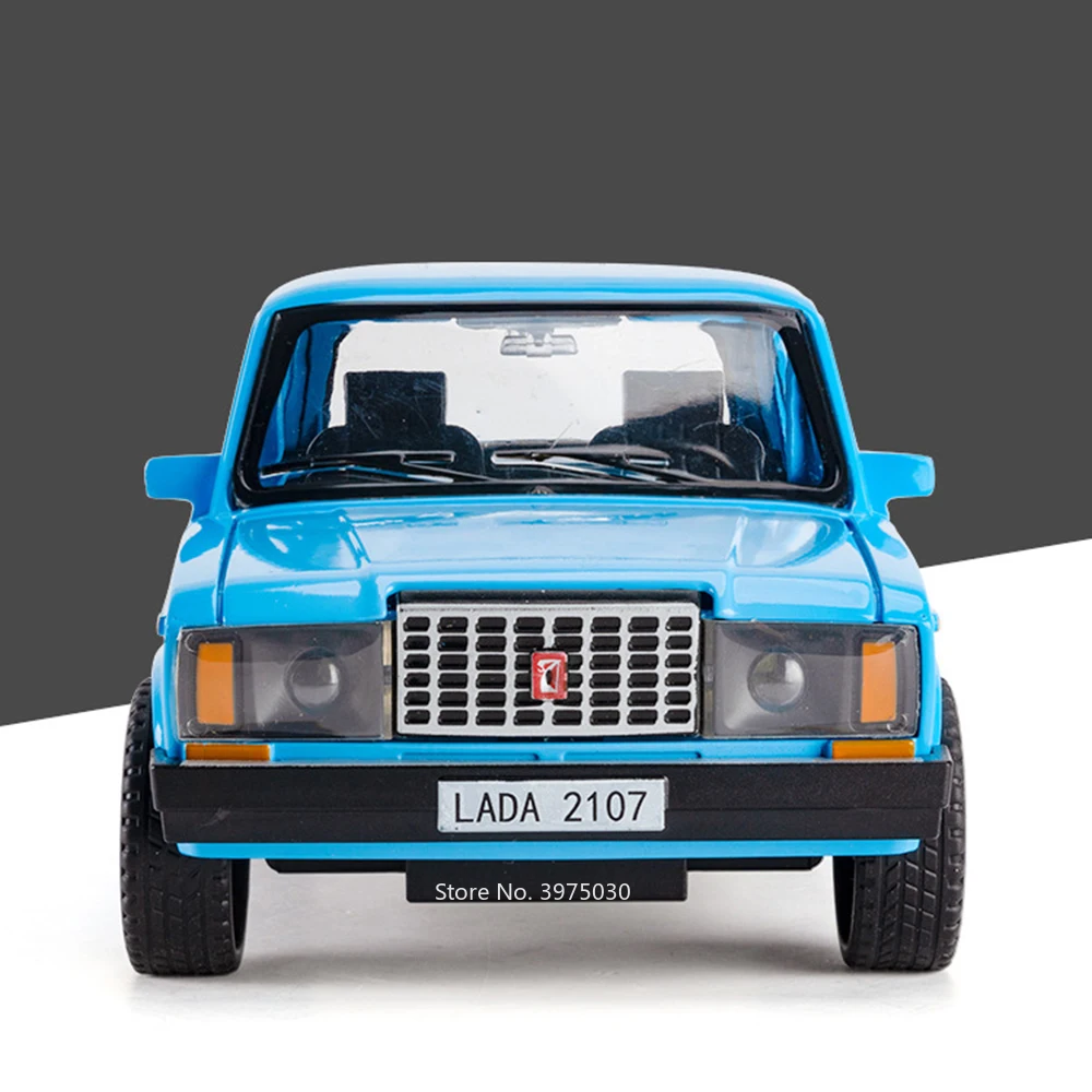 1:18 Russian LADA 2107 Niva Taxi Model Cars Alloy Toys 6 Doors Opened Pull Back Light Sound Miniature Vehicle Boys Perfect Gifts