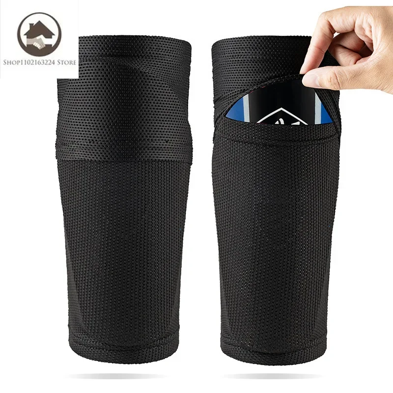 1 Pair Football Shin Guard with Pocket Compression Calf Sleeve Sports Socks Soccer Leg Support Protector for Adult Teen Children